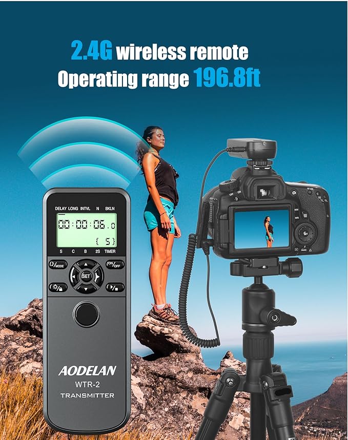 AODELAN Wireless Remote Control for Nikon Cameras, Timer Remote Shutter Release Cable for Z9 D5 D6 D800 D810 D850 ; Replaces Nikon MC-30