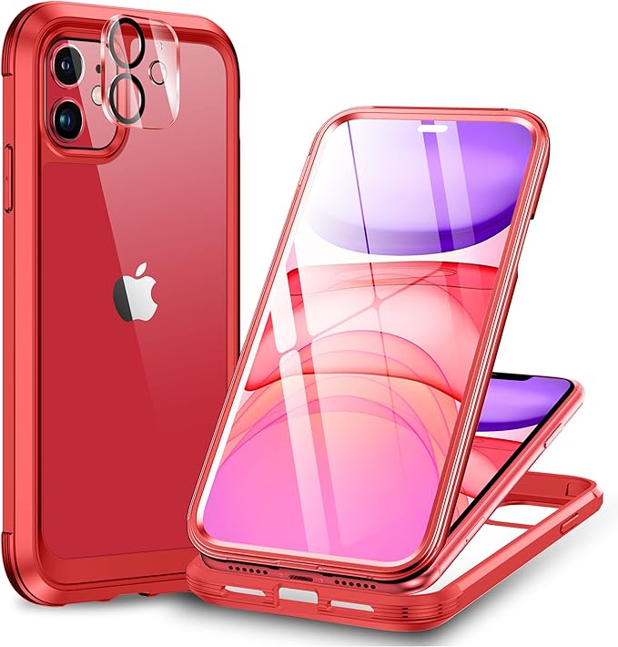Miracase for iPhone 13 mini Case 5.4",Full-Body Protection,Clear Bumper Case with Built-in 9H Tempered Glass Screen Protector,Military-Grade Drop Protection Outdoor Phone Case for 13 mini,Dark Blue