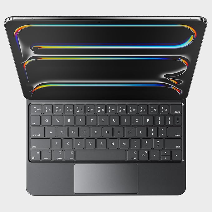 HOU iPad Pro 11 Inch Case with Keyboard M4 2024(ONLY),Magic Keyboard iPad Pro 11 Inch (5th Gen) Keyboard Case,Click-Anywhere Trackpad,7 Colors Backlight,Easy-Set,Black