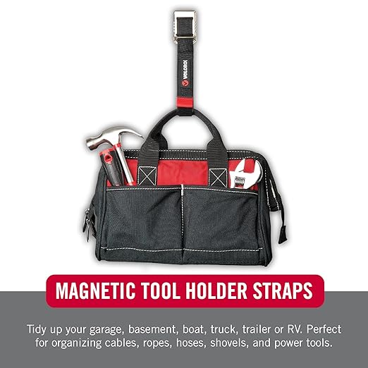 VELCRO Brand Heavy Duty Magnetic Storage Strap, Holds 15lbs, For Metal Surfaces such as Cabinets, Tool Boxes, Refrigerators and Shelves. Hang Tools, Extension Cords, Hoses, Large 24in x 1.25in