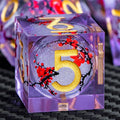 ARUOHHA DND Resin Dice Plum Blossom Liquid Core Golden Purple Sharp Edged Dragons Polyhedral Dice Set with Gift Box, Dungeons D and D Dice Set Role Playing Game D20 D12 D10 D8 D6 D4