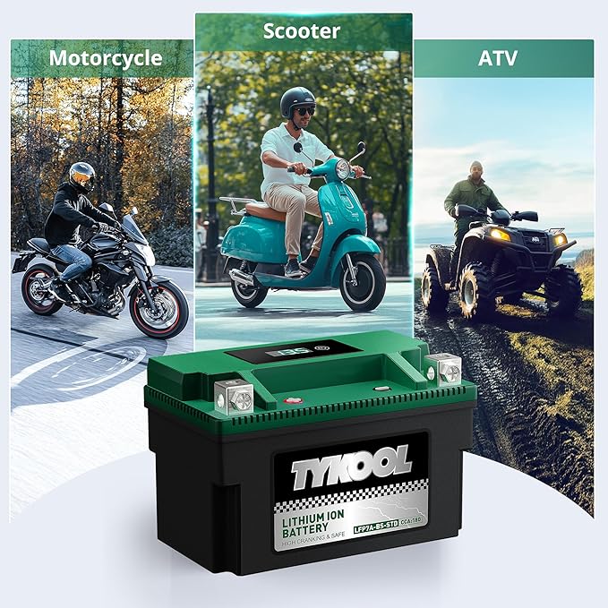 YTX7A-BS,180 CCA, Lithium LiFePO4 Motorcycle Battery,2X Cranking Amps,5X Longer Life, Compatible for Motorcycle,Scooter,Moped, ATV,4 Wheeler, Lawn Mower, and Generator Battery