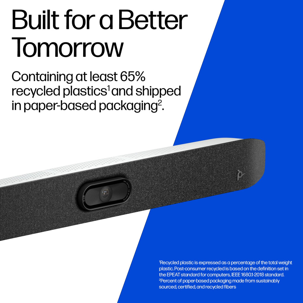 Poly Studio V12 – USB Video Bar for Small Rooms - 4K 20MP Camera, AI-Enhanced Audio, Noise Cancellation, Poly Lens Management - Microsoft Teams, Zoom & Google Meet Compatible - Thoughtfully Made