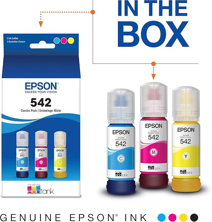 Epson EcoTank Pro ET-5880 Wireless Color All-in-One Supertank Printer & T542 EcoTank Ink Bottles (Black & White)