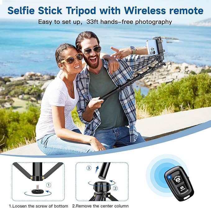 Phone Tripod Stand, 85" Tall Cellphone Tripod for iPhone with Gooseneck Remote, Flexible Portable Phone Stand for Recording, Compatible with iPhone 14 13 12 pro Android Camera