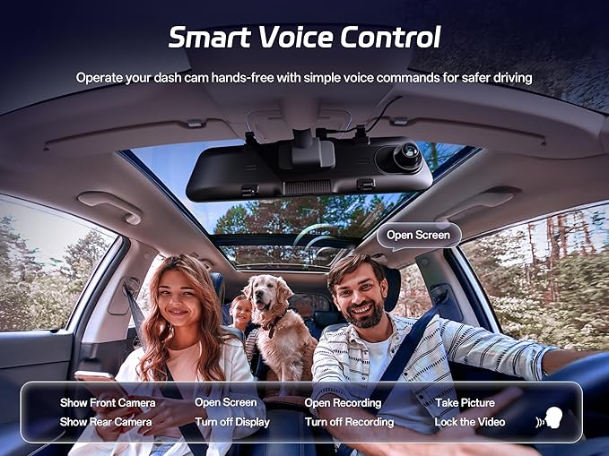 Pelsee S12 Pro 4K Mirror Dash Cam with STARVIS 2 Sensor, 5.8GHz WiFi Rear View Mirror Camera Front and Rear Dash Camera, ADAS & BSD, 1080P Backup Camera with WDR, Voice Control, 64G Meomory Card