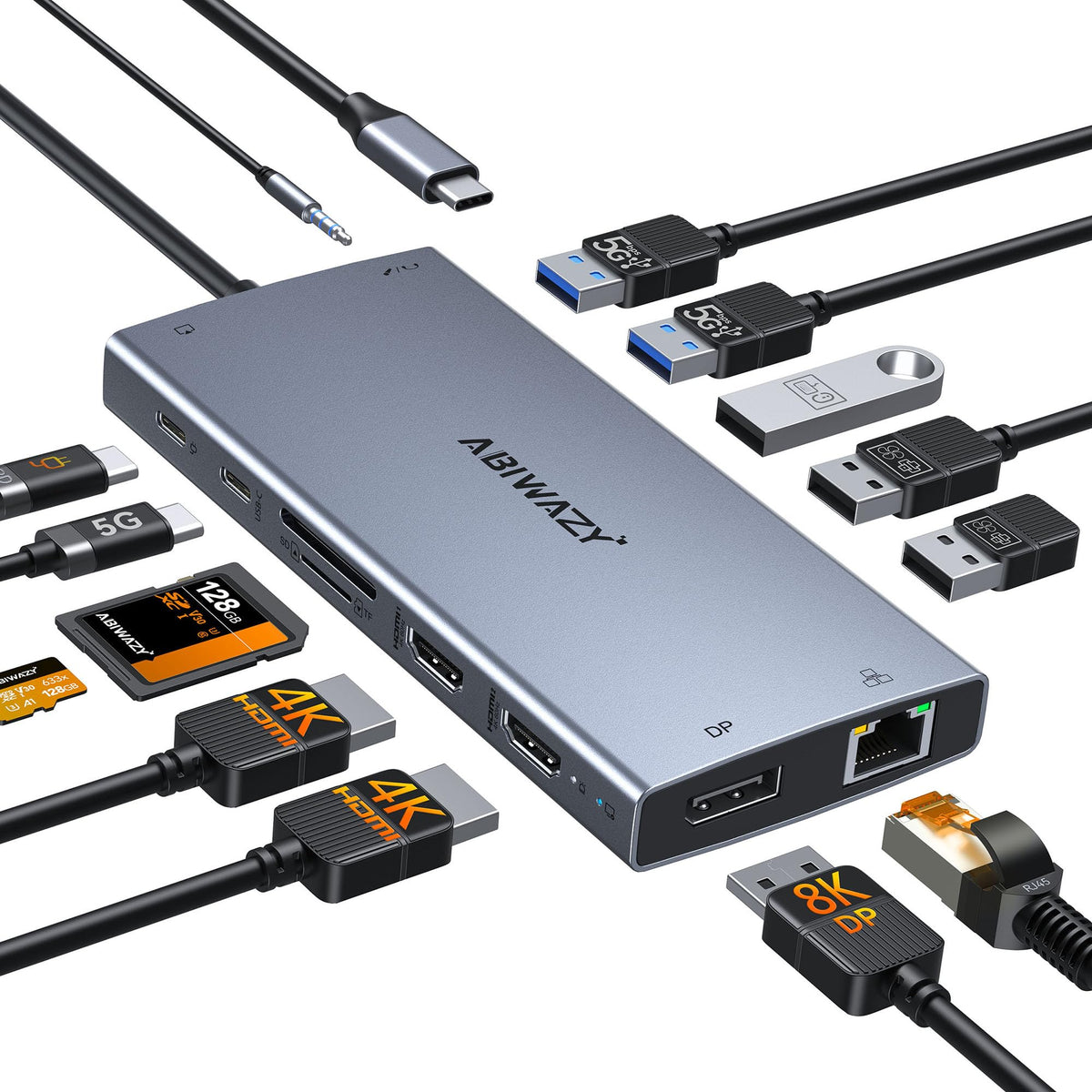 Docking Station Dual Monitor, 15 in 1 Triple Display Multiport Adapter Hub
