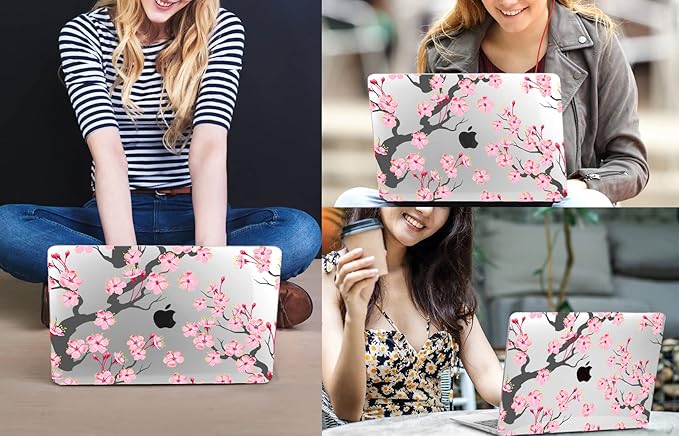 CISSOOK Hard Shell Case for MacBook Pro 13 inch A2338 A2289 A2251 2025-2020 Released, Cherry Floral Beauty Cover with Keyboard Cover and Screen Protector for MacBook Pro 13 M1 M2 - Cherry Blossoms