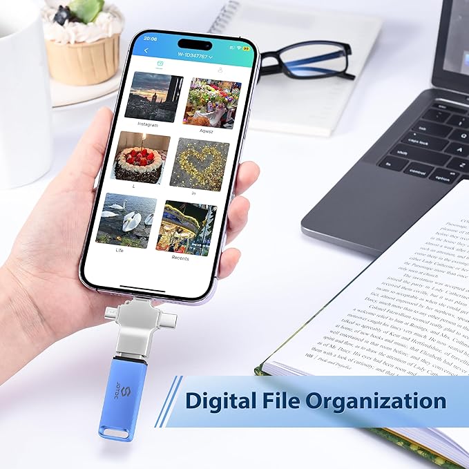 Secure Auto Backup Photo Stick 256GB | Fully Automatic Backup for All Devices | Smart Detection & AI-Powered Organization | Easy Photo Video Backup & Transfer Device | Picture-Saver-USB-Flash-Drive