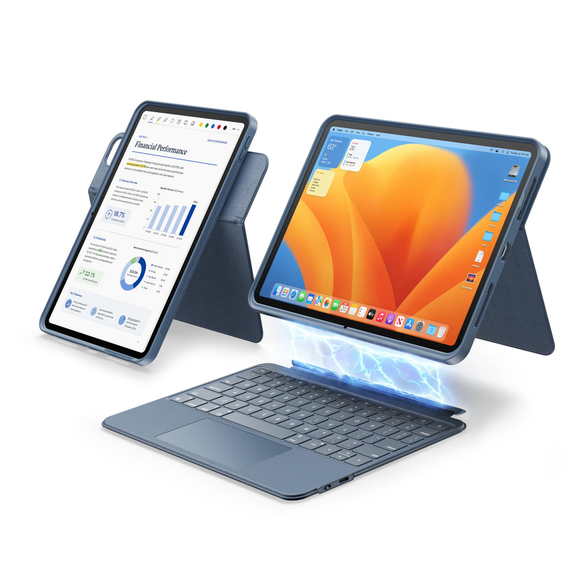 HOU Keyboard Case for iPad Air 11",Air 5/4 gen & iPad Pro 11" 1/2/3/4 gen