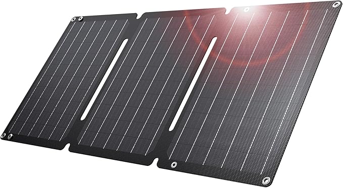 [Upgraded] BigBlue 30W Solar Panel Charger with Fast Charging USB-A and USB-C, DC Ports, SolarPowa 30 Portable Solar Panel, IP68 Waterproof, Compatible with iPhone, Samsung, iPad, Small Power Station