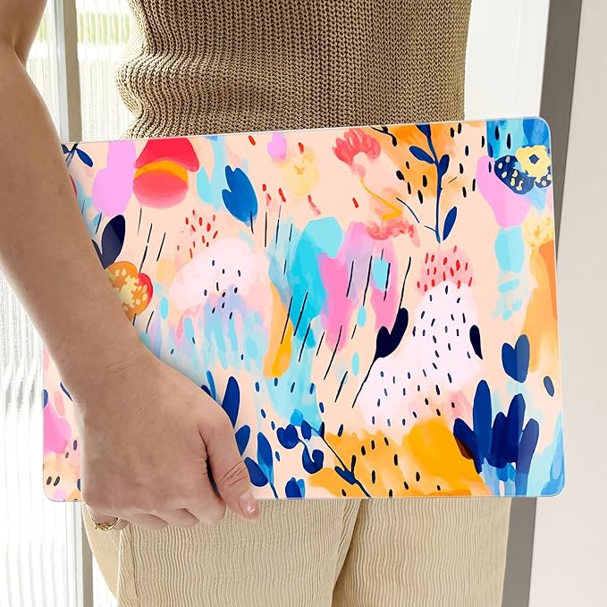 TWOLSKOO Compatible with M4 MacBook Air 15 inch Case 2025-2023 Released Model M4 A3241 M3 A3114 M2 A2941, Plastic Hard Shell & Screen Protector & Keyboard Cover &Type C Adapter, Bright Abstract Floral