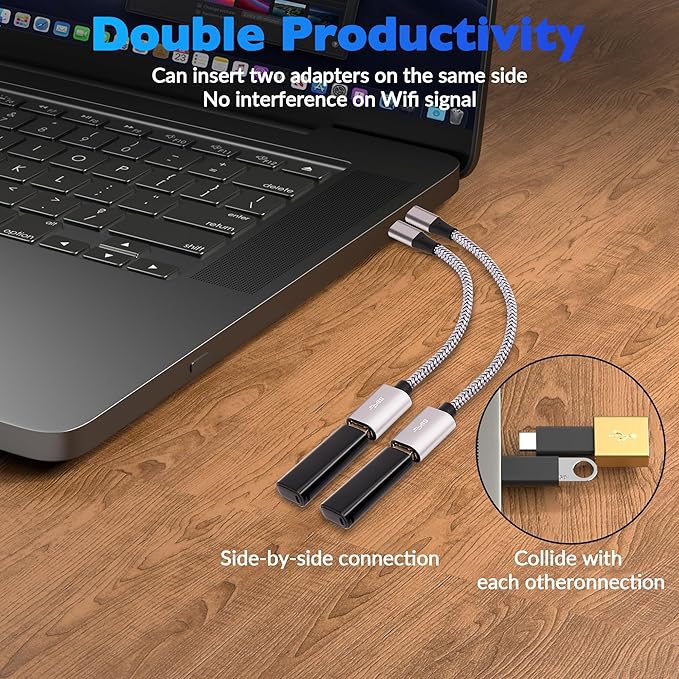 USB-C to USB 3.0 Adapter 4 Pack, Nylon Braided Type-C 3.1 OTG Cable USB C Male to USB A 3.0 Female Connector for iPhone15,iPhone15 ProMax,Samsung S23 Ultra, MacBook Pro, MacBook Air/Mini, Google Pixel