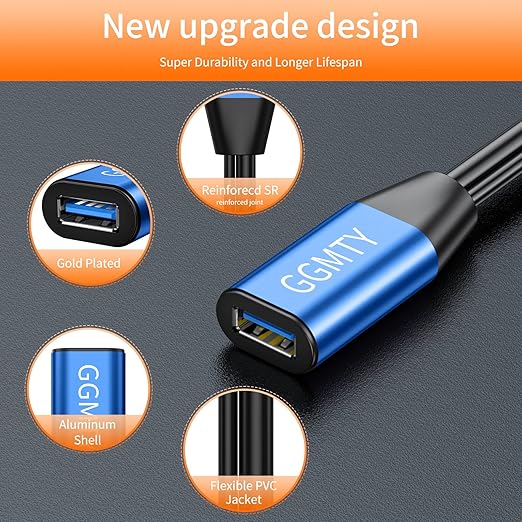 USB 2.0 Type A Male to A Female Active Repeater Extension Cable 75ft, High Speed 480 Mbps