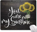 Sunflower 'You Are My Sunshine' Black Wood Gaming Mouse Mat - Square Waterproof Non-Slip Rubber Base Office Laptop Mouse Pad