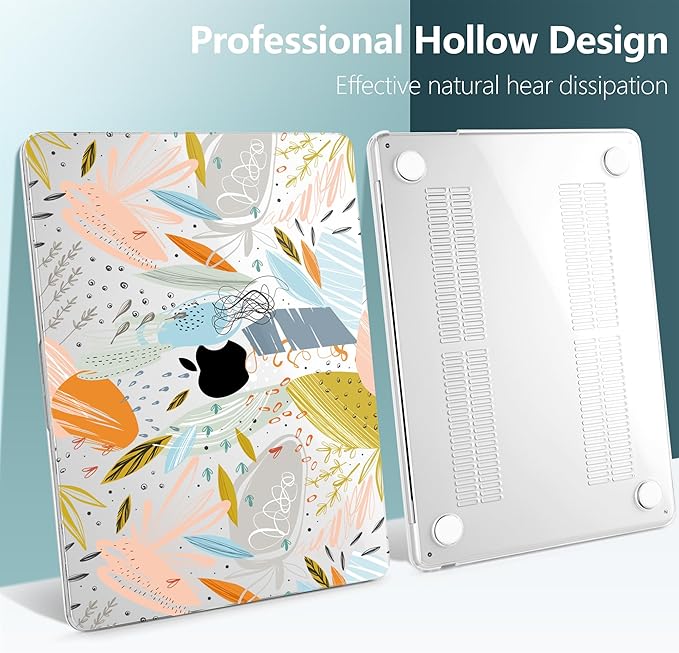 TWOLSKOO for M4 MacBook Air 13.6 inch Case 2025-2022 Release M4 A3240 M3 A3113 M2 A2681, Plastic Hard Shell & Screen Protector & Keyboard Cover & Trackpad Film, Doodle Floral