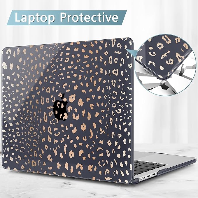 May Chen for MacBook Air 13.6 Inch Case 2025/2024/2023/2022 Release (Model A2681 A3113 A3240, M2 M3 M4 Chip) – Hard Shell Laptop Cover with Keyboard Cover & Screen Protector， Leopard Print