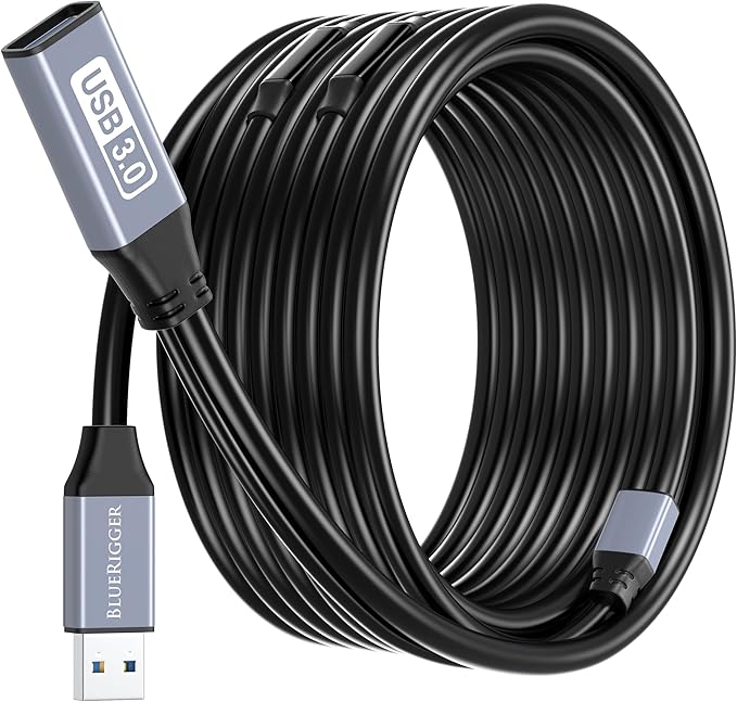 BlueRigger USB 3.0 Extension Cable (75FT, Active, 5 Gbps, In-Wall CL3 Rated, Type A Male to Female Adapter Cord) - Long USB Repeater Extender for VR Headset, Printer, Hard Drive, Keyboard, Mouse, Xbox