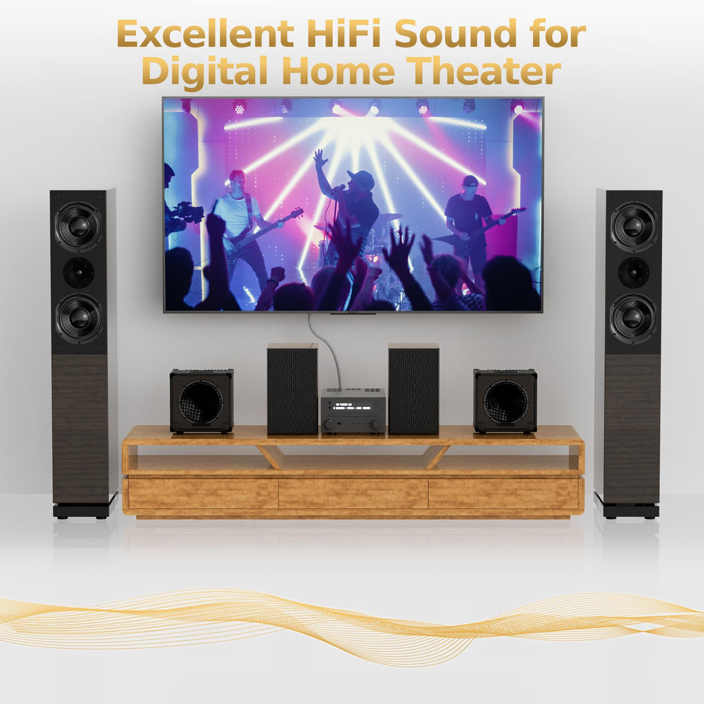 Optical Audio Cable 50 FT, Digital Audio Cable, Toslink Fiber Optic Cord, [Nylon Braided, Slim Aluminum Shell, Gold Plated Connector], for Home Theater, Sound Bar, PS4, Xbox, TV and More