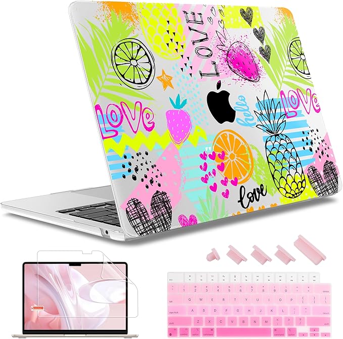 May Chen for MacBook Air 13.6 Inch Case 2025/2024/2023/2022 Release (Model A2681 A3113 A3240, M2 M3 M4 Chip) – Hard Shell Laptop Cover with Keyboard Cover & Screen Protector， Seamless Fruit