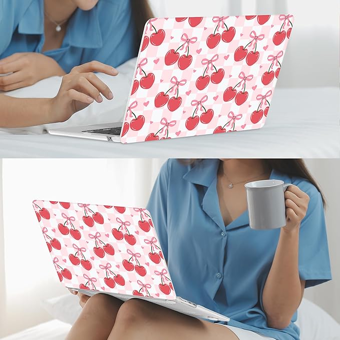 Mektron for 2025 M4 MacBook Air 13.6 Inch A3240 Case Fits 2023 A2681 M2 2024 A3113 M3 Chip with Liquid Retina Display Touch ID, Printed Plastic Hard Shell for MacBook Air 13.6", Cherries Bows C353