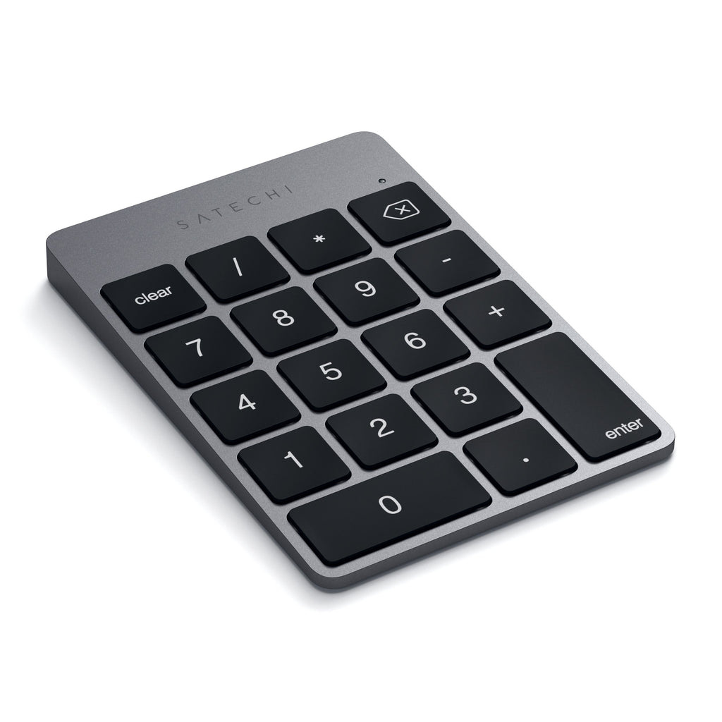 Satechi Slim Aluminum Bluetooth Keypad, Wireless Number Pad with 18 Keys, Micro USB Rechargeable Numpad, External Number Pad for MacBook Air/Pro/Neo, iPad Air/Pro, iMac, PC - Space Gray