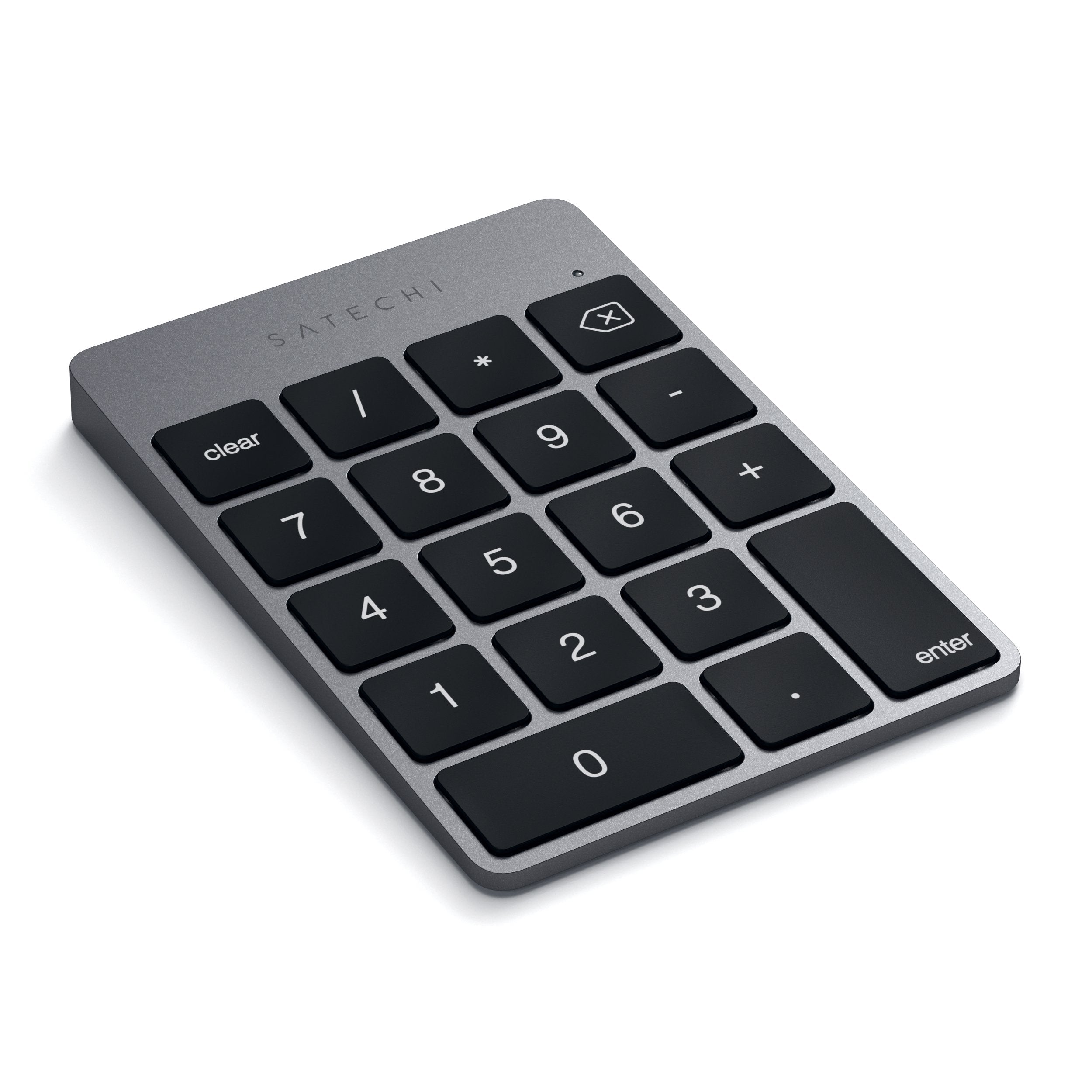 Satechi Slim Aluminum Bluetooth Keypad, Wireless Number Pad with 18 Keys, Micro USB Rechargeable Numpad, External Number Pad for MacBook Air/Pro/Neo, iPad Air/Pro, iMac, PC - Space Gray