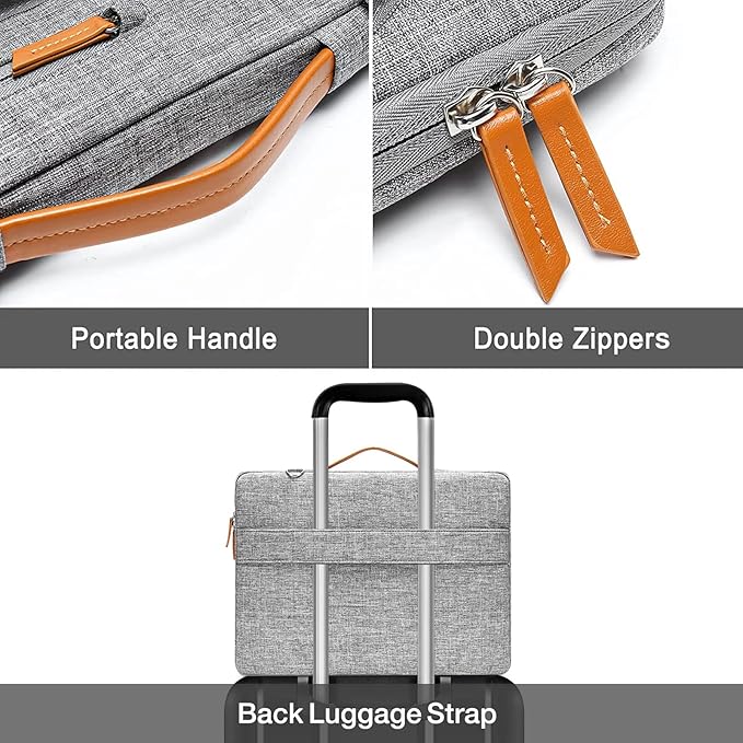 MOSISO 360 Protective Laptop Shoulder Bag,14 inch Computer Bag Compatible with HP Lenovo Dell ASUS Acer, HP, Dell Latitude, Lenovo,Side Open Messenger Bag with 4 Zipper Pockets&Handle, Gray