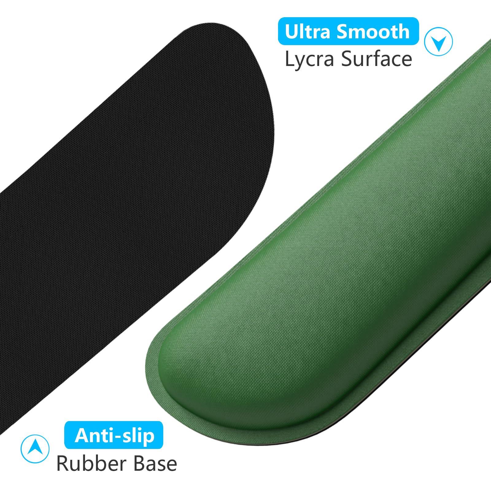 Dapesuom Enlarge Keyboard Wrist Rest, Memory Foam Keyboard Wrist Cushion for Computer Desk Mats Support, Typing Pain Relief Ergonomic Mouse Pad Rests with Non-Slip Base for Gaming Laptop, Forest Green