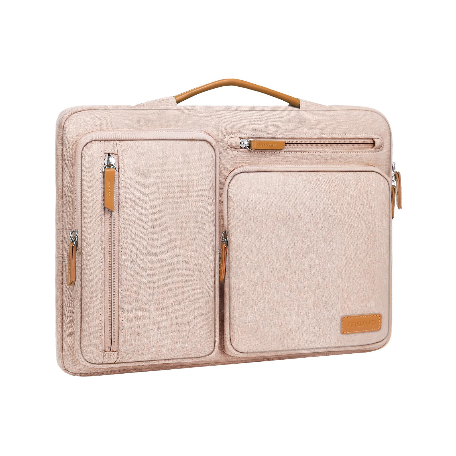 MOSISO 360 Protective Laptop Case 15 inch, 15 inch Laptop Sleeve Compatible with MacBook Air M4 M3 M2 2025 2024 2023, Dell XPS Plus, Side Open Carrying Case with 4 Zipper Pockets&Handle, Khaki