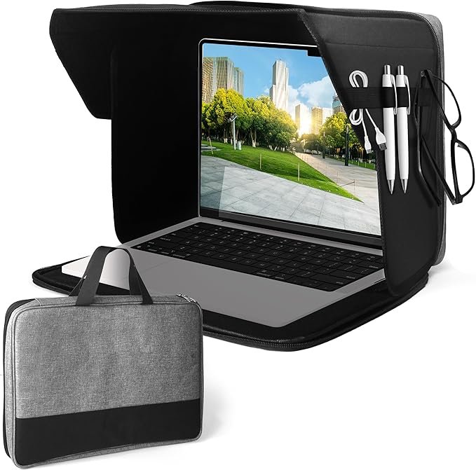 Laptop Sun Shade Bag - Fits Up to 16" Laptops, Provides Privacy, Glare Protection - Ideal Laptop Sun Shade for Working Outside