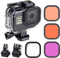 Waterproof Case for GoPro Hero 8 Black with 4-Pack Dive Filter, 60M Underwater Diving Housing Case with Red, Light Red, Magenta, Close-up Filters for GoPro Hero 8 Black Camera