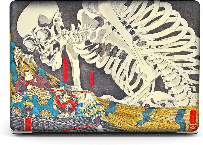 Berkin Arts Compatible with MacBook Pro 13 inch Cover, 2022-2016 Release A2289/A2251/A2338 M1 with Keyboard Cover & Screen Protector Feudal Japan Art (The Skeleton Specter by Kuniyoshi)