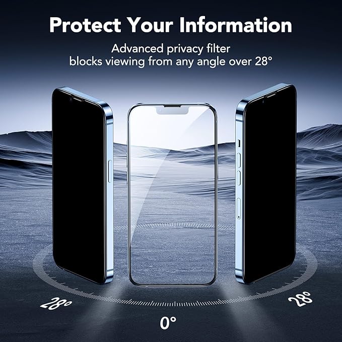 ESR 3 Pack for iPhone 14 Plus/13 Pro Max Privacy Screen Protector, Anti-spy Tempered-Glass Privacy Screen Protector, Micro-curved Edges, Case Friendly