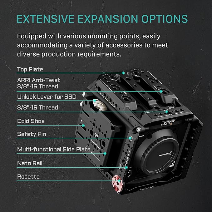 Tilta Camera Cage Pro Kit V-Mount Compatible with Blackmagic Pyxis 6K/12K| Full Cage, Top Handle, V-Mount Battery Plate, Side Plate, Bottom Plate, Universal 15mm Baseplate w/Rods, and Mini Tool