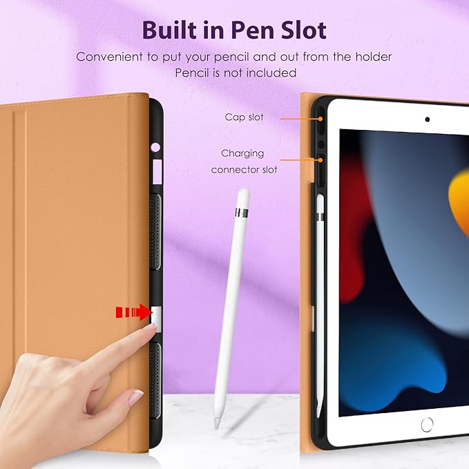 DTTO for iPad 9th/8th/7th Generation 10.2" Case 2021/2020/2019 with Keyboard, 7 Colors Backlit Wireless Detachable Keyboard Premium Leather Folio Cover with Pencil Holder & Pocket, Dark Purple