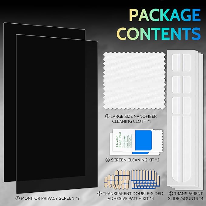 [2-Pack] 22 Inch Privacy Screen for Computer Monitor 16:10 Aspect Ratio, Eye Protection Anti Blue Light Glare Shield, 22inch Removable Black Blackout Anti Spy Desktop Security Private Filter