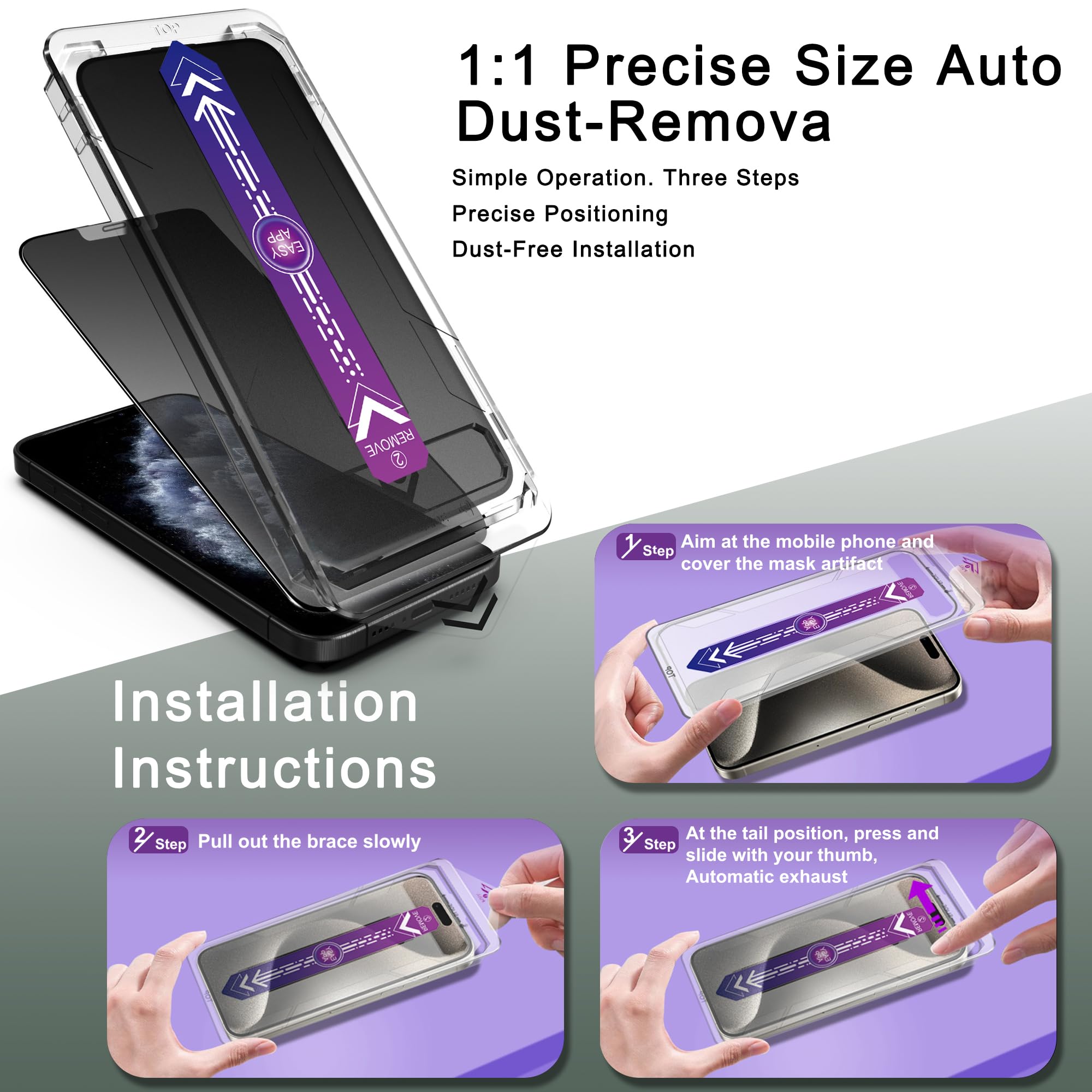 SHANG PIN JIA 2 Pack Matte Privacy Screen Protector for iPhone 11 Pro Max and iPhon XS MAX 6.5-Inch Auto Dust Removal, No Bubbles,Anti-Spy Tempered Glass Film, Easy Installation