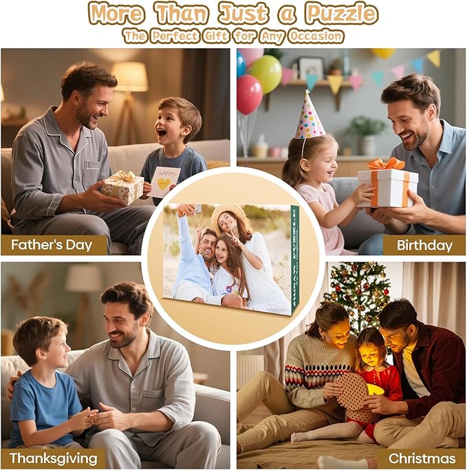 Personalized Puzzle Gifts for Fathers Day, Custom Photo Puzzle for Dad from Daughter Son Kids, Dad Gifts for Husband from Wife, Customized Presents for Father's Day Birthday Christmas