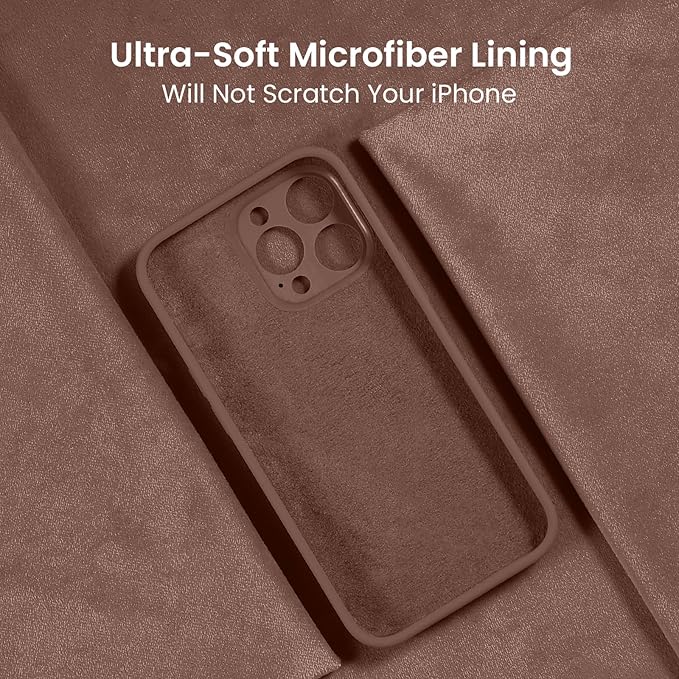 FireNova Designed for iPhone 15 Pro Case, Silicone Upgraded [Camera Protection] Phone Case with [2 Screen Protectors], Soft Anti-Scratch Microfiber Lining Inside, 6.1 inch, Light Brown