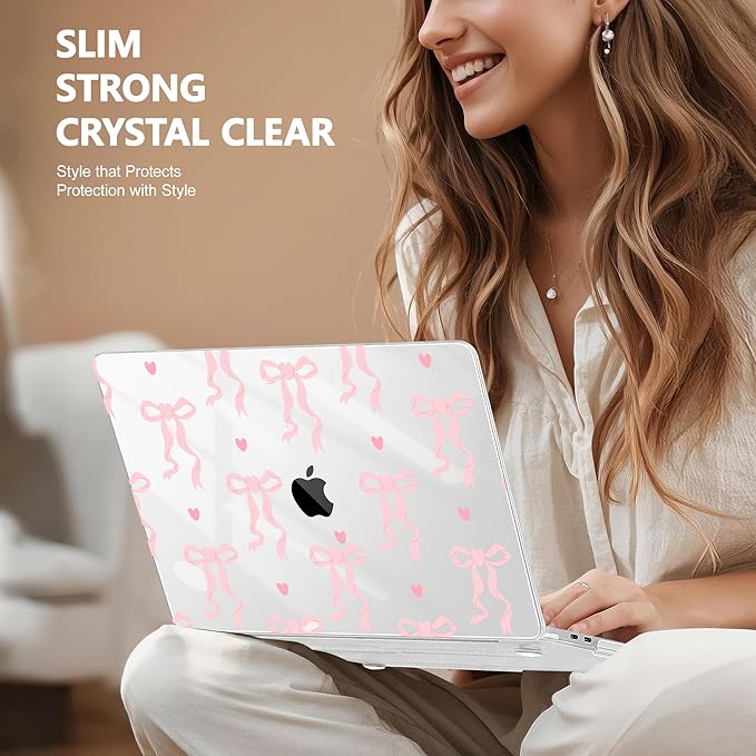 Case for MacBook Pro 13 inch with/Without Touch Bar (2016-2022, M2 A2338 M1 A2289 A2251 A2159 A1989 A1706 A1708), Hard Shell + Keyboard Cover + Dust Plug, Bow