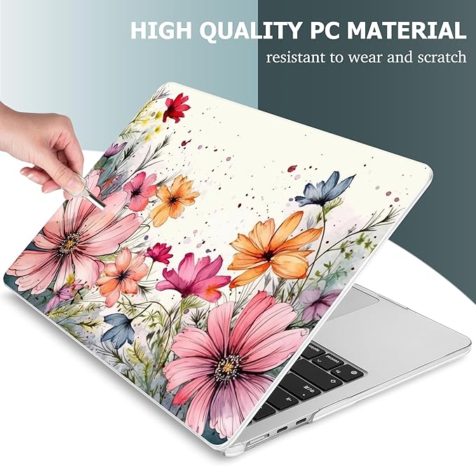 Mektron for 2025 M4 MacBook Air 13.6 Inch A3240 Case Fits 2023 A2681 M2 2024 A3113 M3 Chip with Liquid Retina Display Touch ID, Printed Plastic Hard Shell Cover for MacBook Air 13.6", Colorful Floral