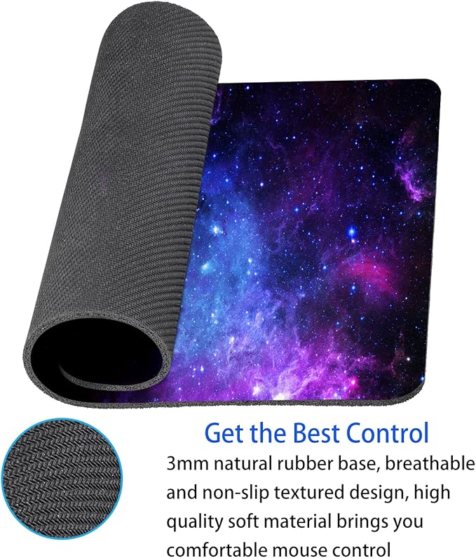 Purple Galaxy Mouse pad, Small Personalized Nebula Design Washable Rubber Mouse pad 9.5 X 7.9 inches