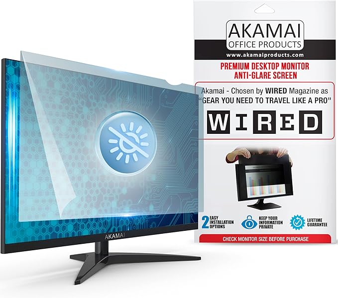 Akamai Office Products 23.8 inch Monitor Anti Glare Screen – Anti-Glare, Anti-Scratch, Blocks 96% UV Blue Light Protection – Matte Gloss Finish (23.8" Widescreen (16:9), Anti-Glare)