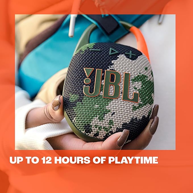 JBL Clip 5 - Ultra-Portable, Waterproof & Dustproof Bluetooth Speaker, Big Pro Sound with Punchy bass, Integrated Carabiner, Up to 12 Hours of Play, Made in Part with Recycled Materials (Red)