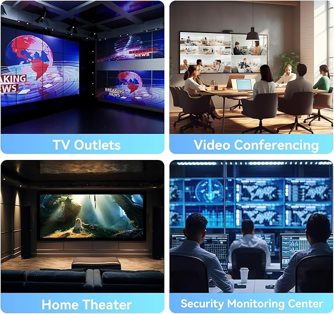 HDMI Splitter 1 in 8 Out, 8 Port HDMI Splitter Support 4K@60Hz 4:4:4 8-bit Duplicate/Mirror, HDMI 2.0, 18 Gbps, EDID, HDCP, 3D Video Play