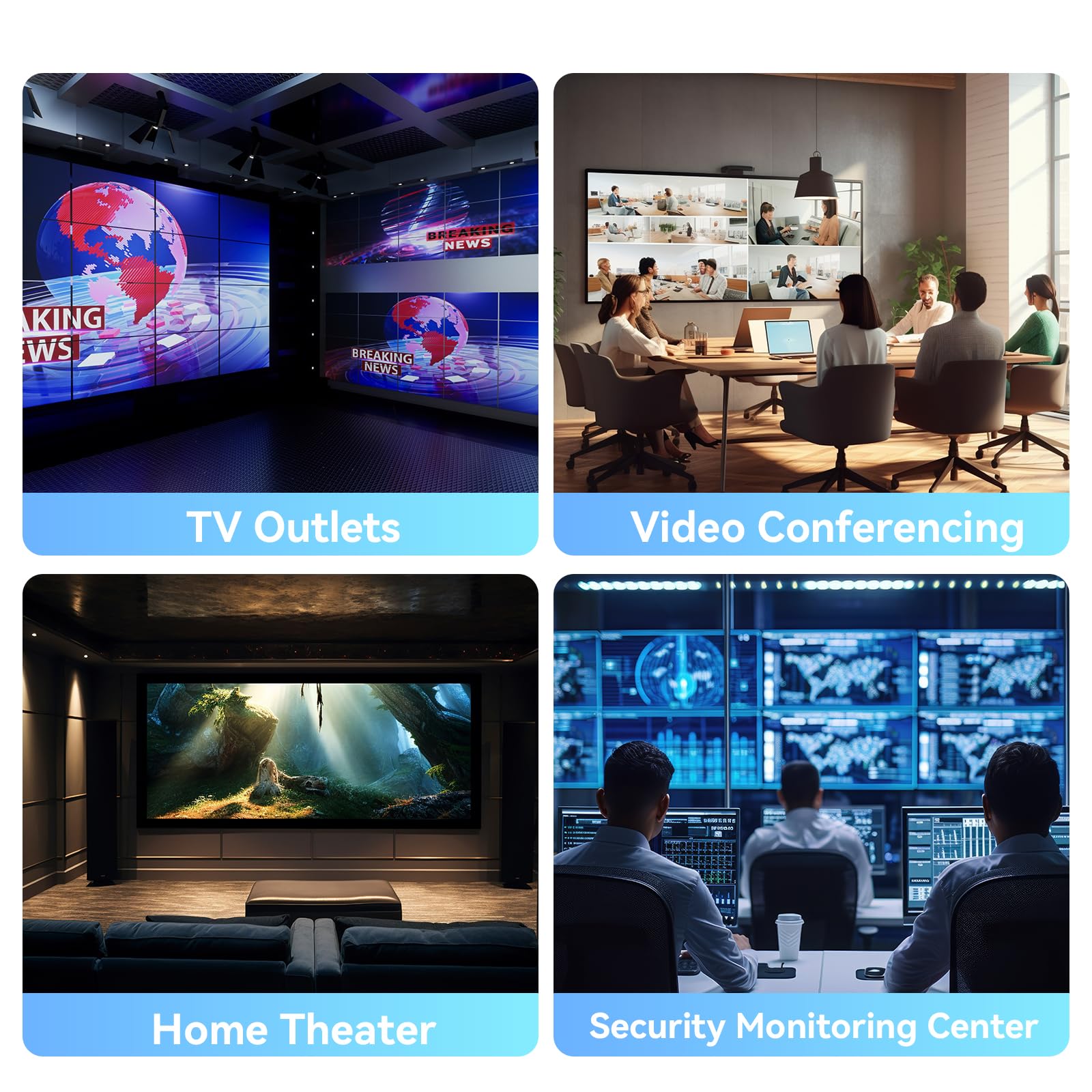 CENMATE 4K 1x8 HDMI Splitter 1 in 8 Out, 8 Port HDMI Splitter Support 4Kx2K@30Hz Duplicate/Mirror, HDM 1.4, EDID, HDCP, 3D Video Play for Projector, HDTV