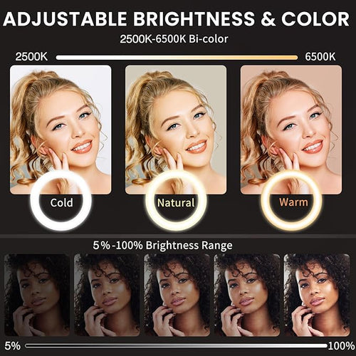 18" Ring Light with Stand: Touch Screen LED Display & 60" Tall Tripod,
