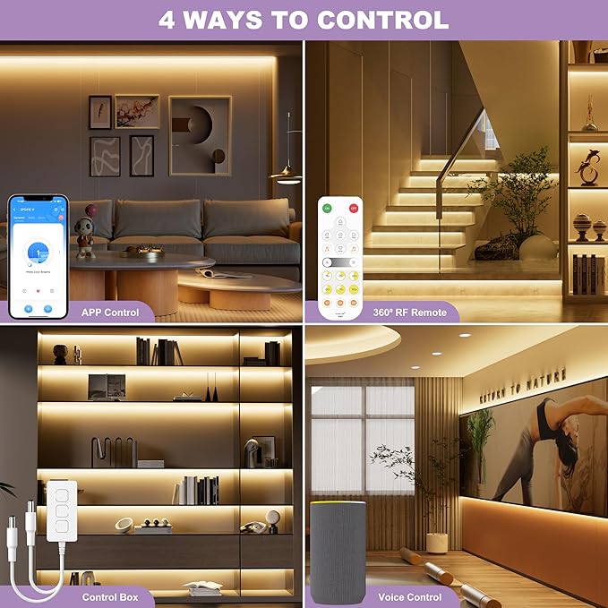MIWISE LED Dimmer,Smart WiFi+Bluetooth Dimmable Controller with RF Remote,Work with Alexa/Google,Two Ports 5V/12V/24V for 3528/2835/5050/SMD COB Single Color LED Strip Lights,Timer/Memory Function