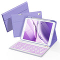 Senyoson Keyboard Case for iPad 9th 8th 7th Generation 10.2" - 7 Colors Backlit Detachable Folio Keyboard Cover with Pencil Holder for iPad Pro 10.5" / iPad Air 3rd Gen (Purple)